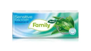 Papiertaschentücher "Sensitive Easy Breath", Eukalyptusöl, 3 Lagen, 10x10 Stk, TENTO